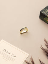 Royal Sapphire Gold Pavé Necktie Ring - TOSSIDO
