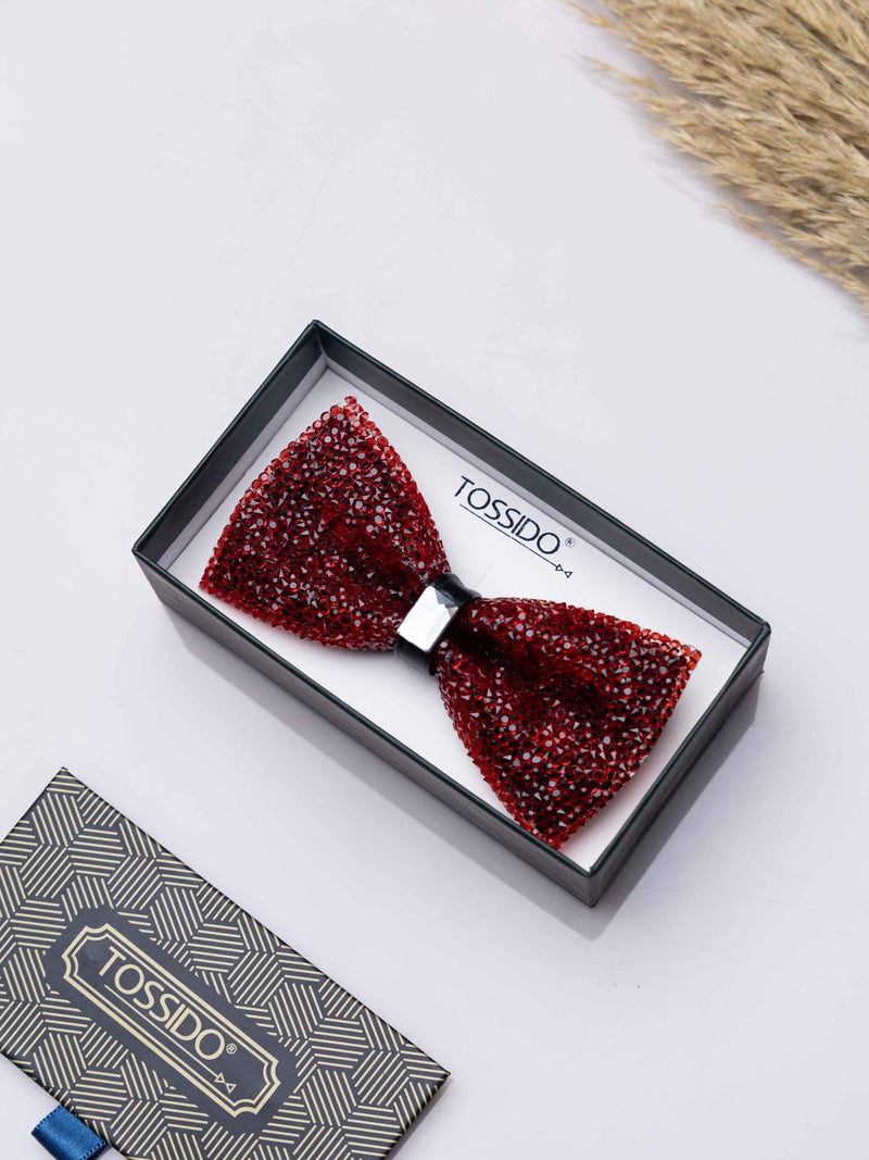 Ruby Red Studded Bowtie Brooch - TOSSIDO