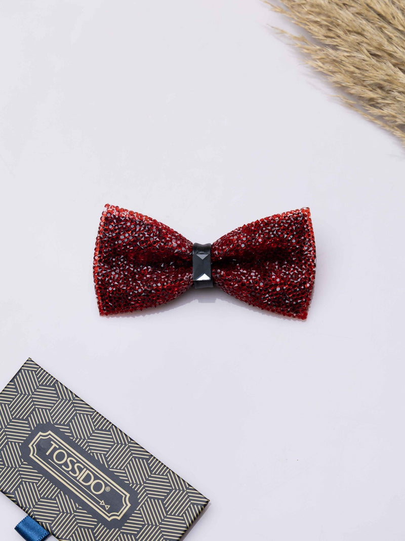 Ruby Red Studded Bowtie Brooch - TOSSIDO