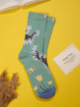 Sage Green Tulip & Butterfly Socks - TOSSIDO