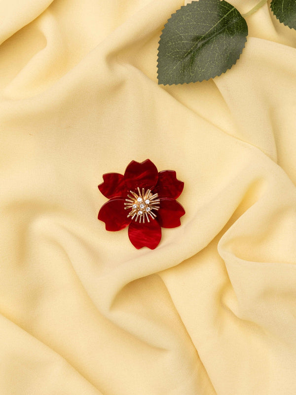 Scarlet Blossom Crystal Brooch - TOSSIDO