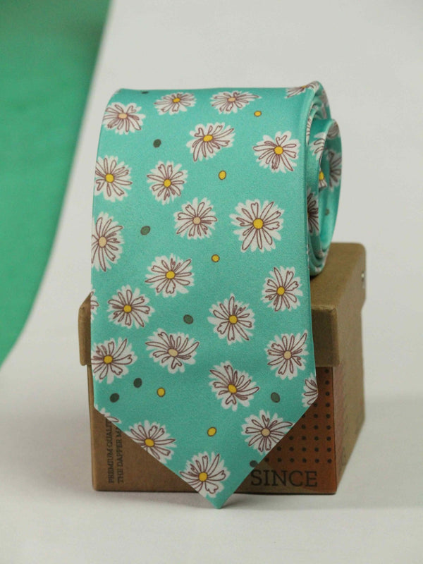 Sea Green Floral Necktie - TOSSIDO