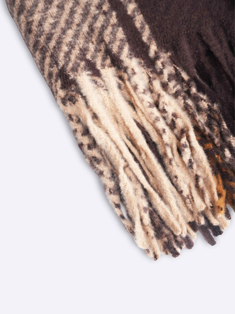 Shades of Brown Checkered Poly - Wool Muffler - TOSSIDO