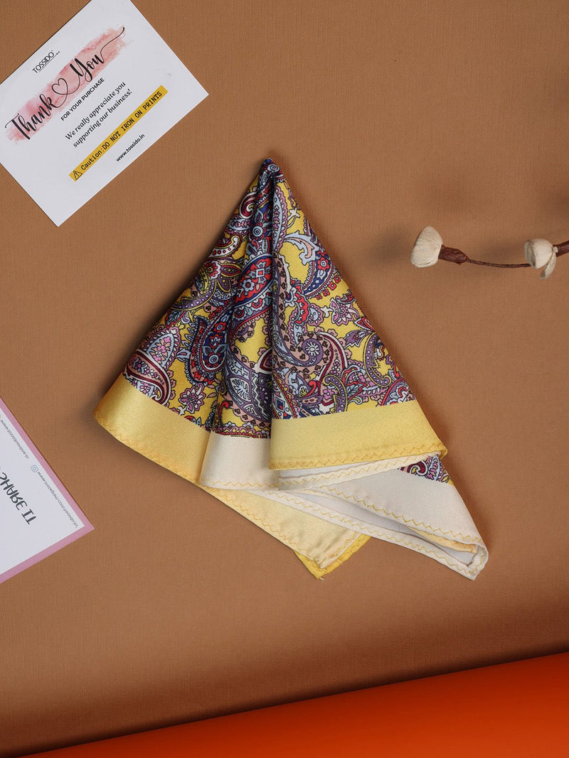 Shades of Yellow Paisley Pocket Square - TOSSIDO