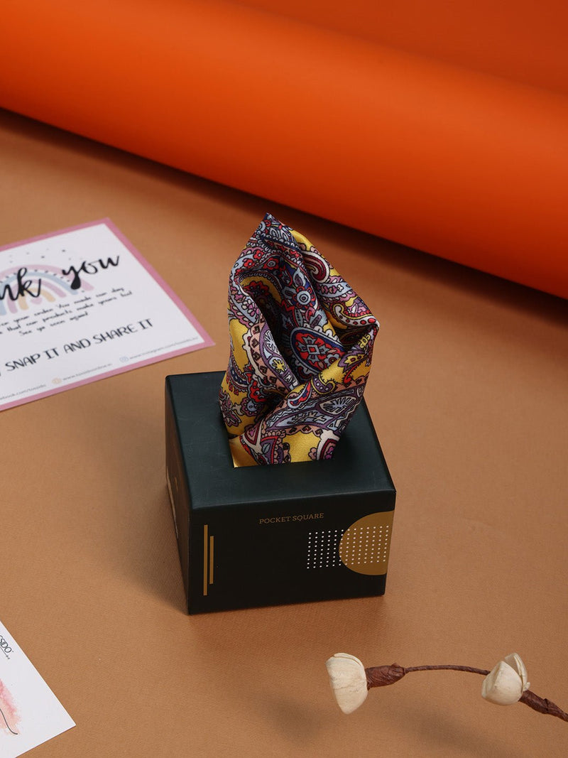 Shades of Yellow Paisley Pocket Square - TOSSIDO