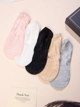 Sheer Lace No-Show Socks – Pack of 5 - TOSSIDO