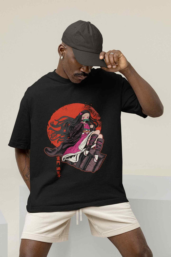 Silent Protector: Nezuko's Embrace Oversized Tee - TOSSIDO