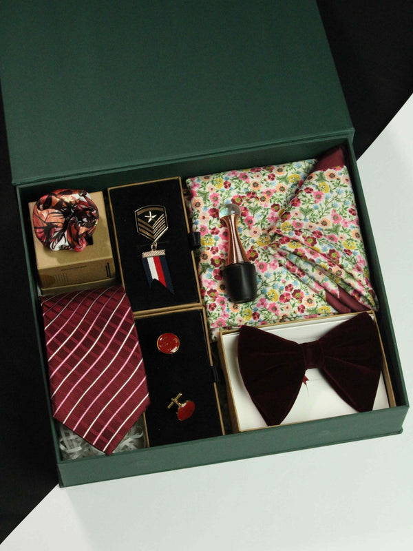 "Silk Radiance: Gift - Boxed Men's Silk Accessories Assortment" - TOSSIDO