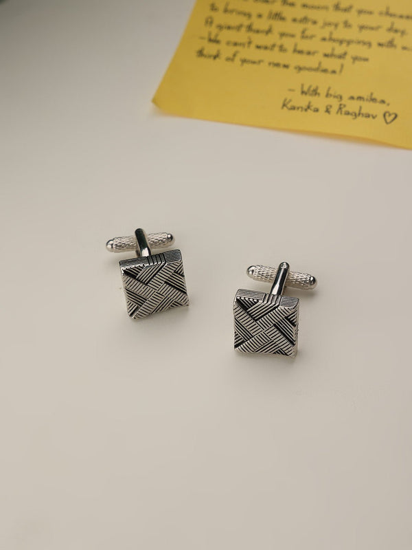 Silver Abstract Cufflinks - TOSSIDO