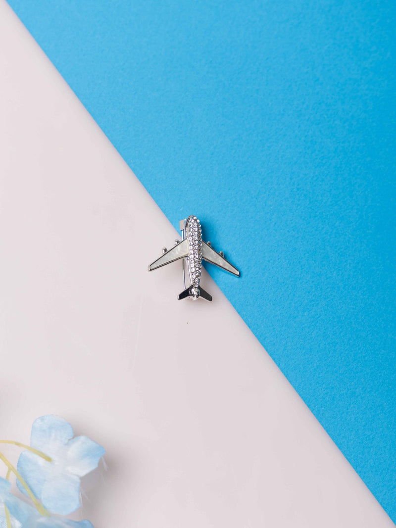 Silver Airplane Brooch - TOSSIDO