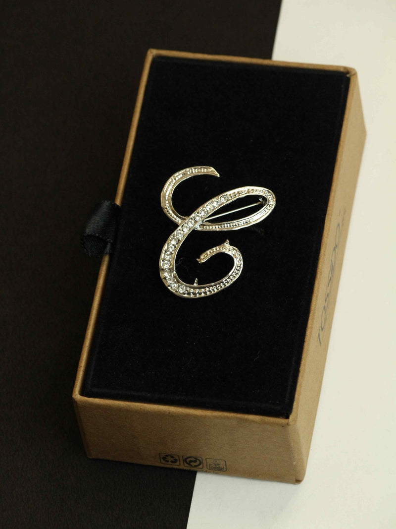 Silver Alphabet C Brooch - TOSSIDO