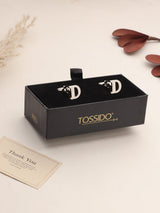 Silver Alphabet D Cufflink - TOSSIDO
