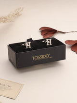 Silver Alphabet H Cufflink - TOSSIDO