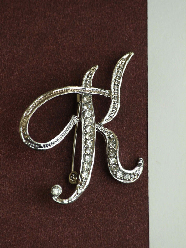 Silver Alphabet K Brooch - TOSSIDO