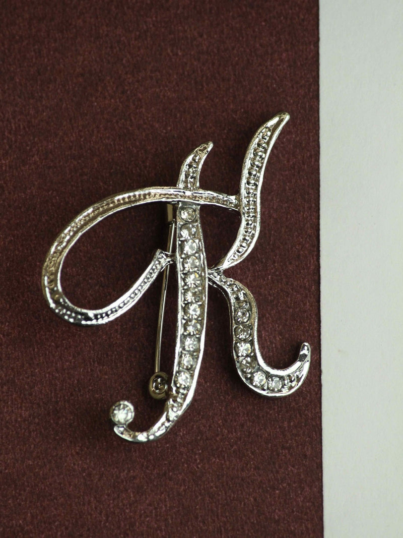 Silver Alphabet K Brooch - TOSSIDO