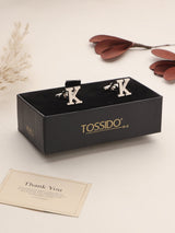 Silver Alphabet K Cufflink - TOSSIDO