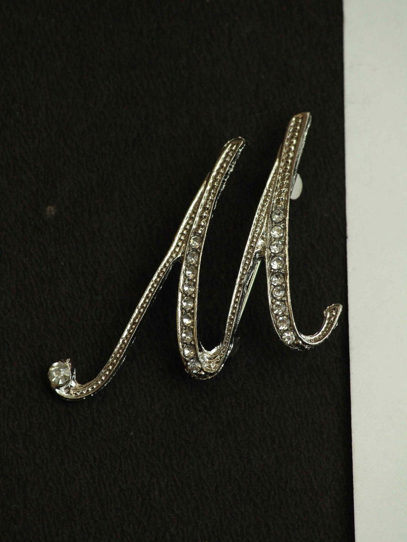 Silver Alphabet M Brooch - TOSSIDO