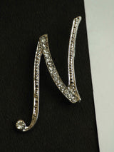 Silver Alphabet N Brooch - TOSSIDO