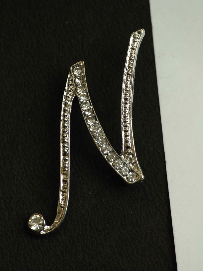Silver Alphabet N Brooch - TOSSIDO