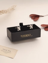 Silver Alphabet N Cufflink - TOSSIDO