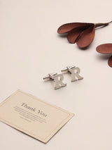 Silver Alphabet R Cufflink