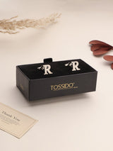 Silver Alphabet R Cufflink