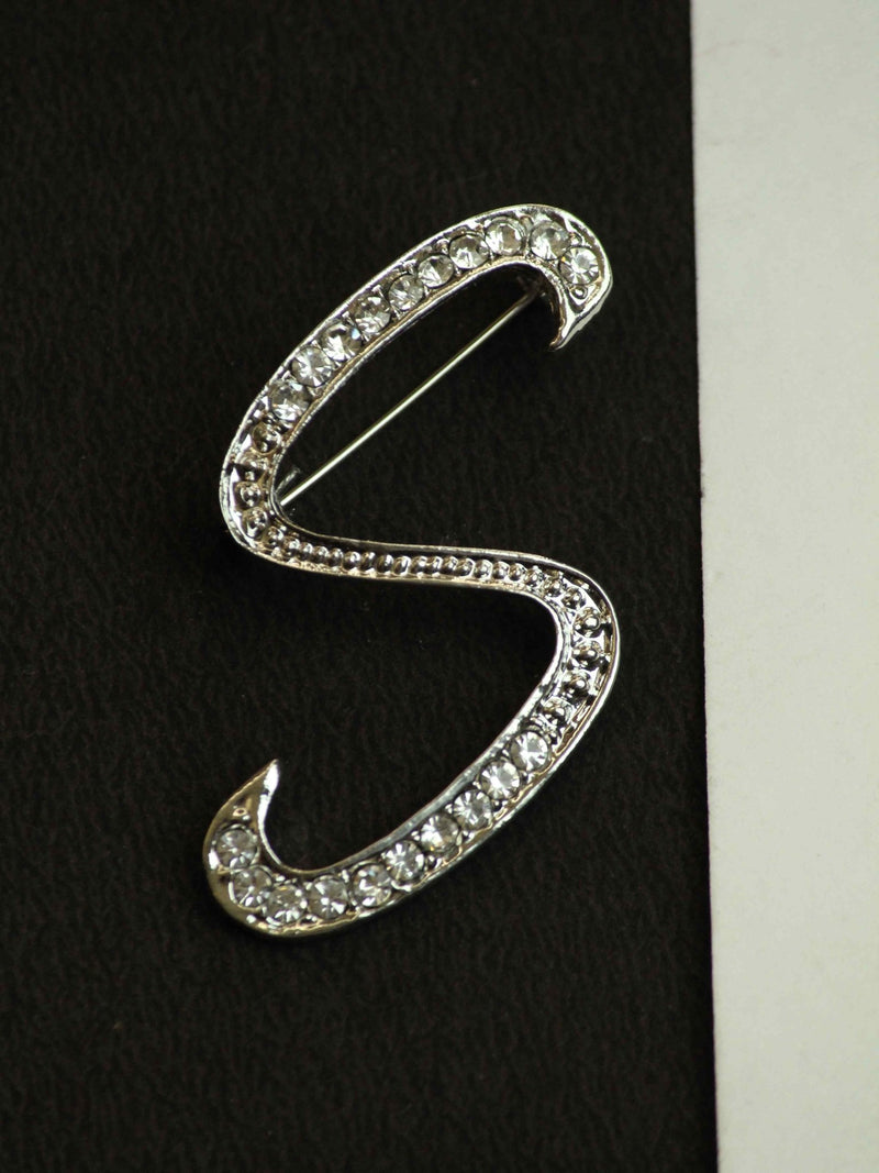 Silver Alphabet S Brooch - TOSSIDO