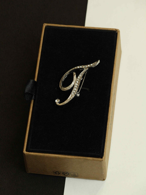 Silver Alphabet T Brooch - TOSSIDO