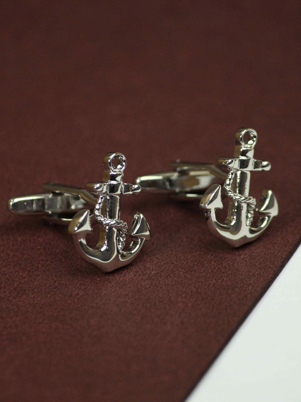 Silver Anchor Cufflinks - TOSSIDO