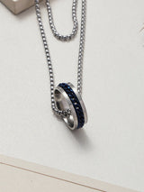 Silver & Blue Double Ring Men's Chain - TOSSIDO