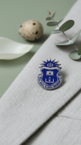 Silver & Blue JGU Crest Lapel Pin - TOSSIDO