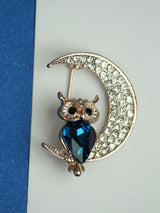 Silver & Blue Owl Brooch - TOSSIDO