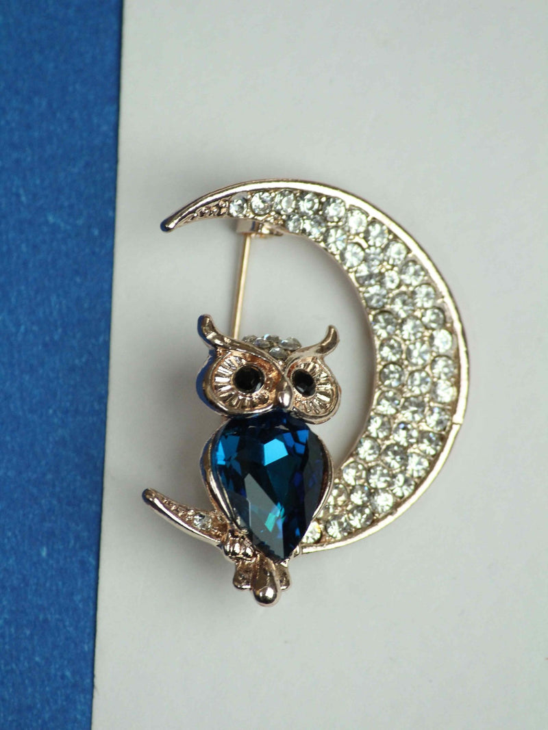 Silver & Blue Owl Brooch - TOSSIDO