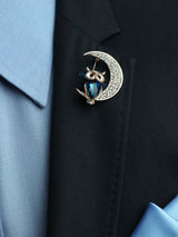 Silver & Blue Owl Brooch - TOSSIDO