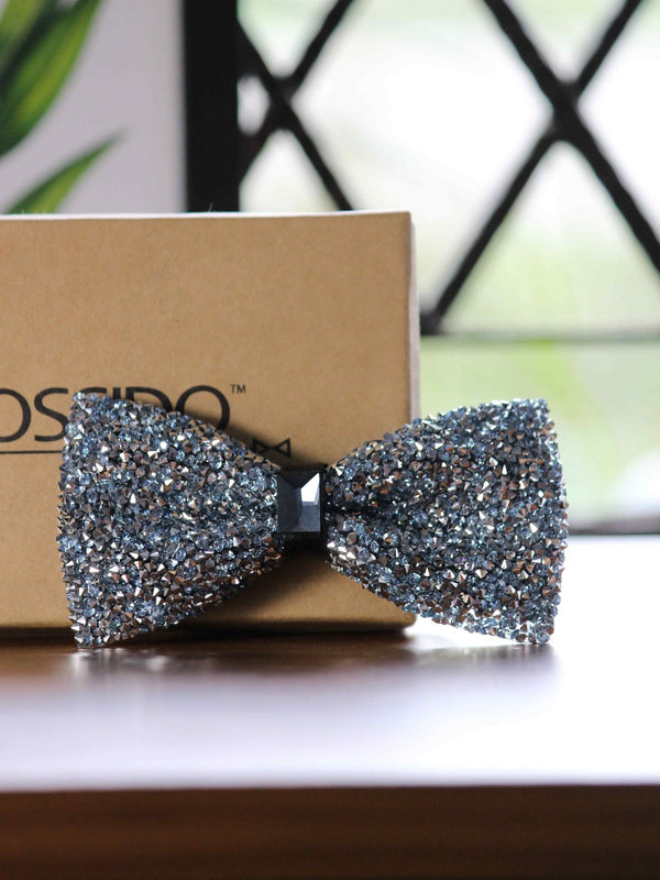 Silver & Blue Rhinestone Bowtie - TOSSIDO