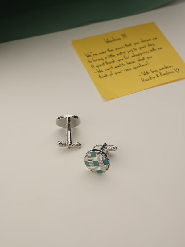 Silver Check Cufflinks - TOSSIDO