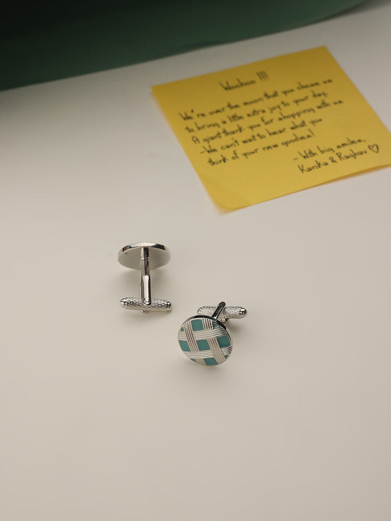 Silver Check Cufflinks - TOSSIDO