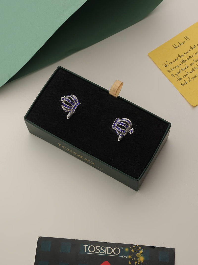 Silver Crown Cufflinks - TOSSIDO