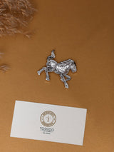 Silver Crystal Pave Horse Brooch - TOSSIDO
