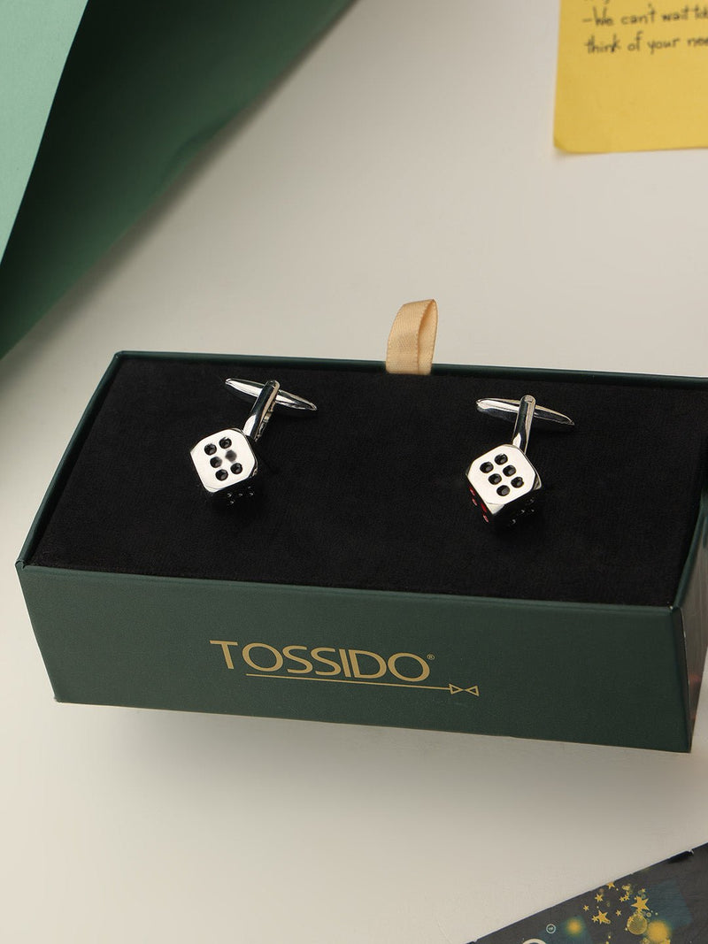 Silver Dice Cufflinks - TOSSIDO