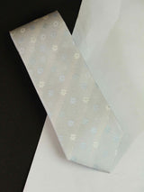 Silver Floral Woven Silk Necktie - TOSSIDO