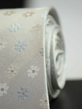 Silver Floral Woven Silk Necktie - TOSSIDO