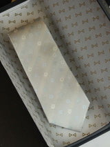 Silver Floral Woven Silk Necktie - TOSSIDO