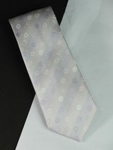 Silver Floral Woven Silk Necktie - TOSSIDO