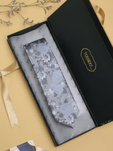 Silver Floral Woven Silk Necktie - TOSSIDO