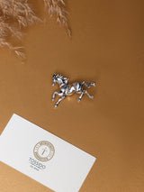 Silver Galloping Horse Brooch