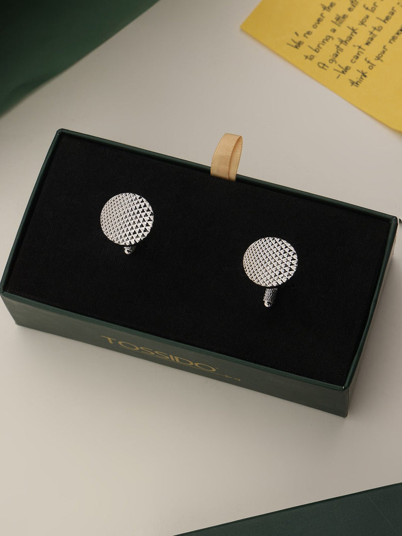 Silver Geometric Cufflinks - TOSSIDO