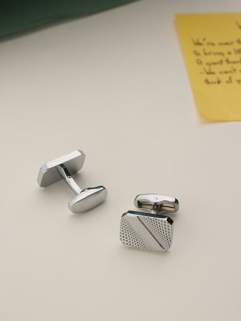Silver Geometric Cufflinks - TOSSIDO