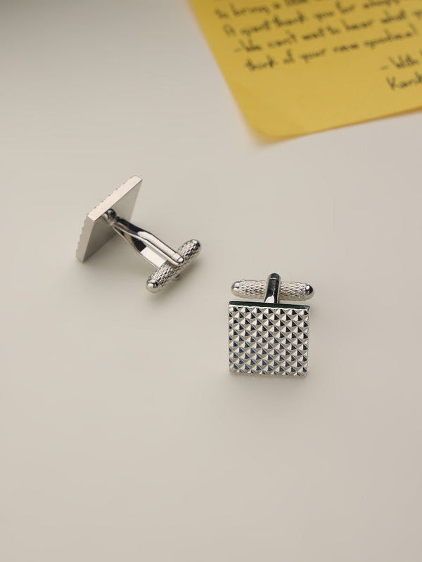Silver Geometric Cufflinks - TOSSIDO