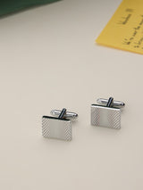 Silver Geometric Cufflinks - TOSSIDO